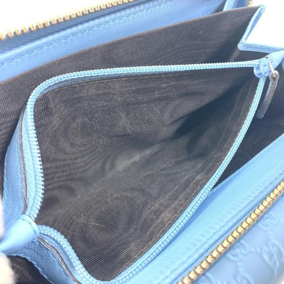 Auth GUCCI 449364 Micro Guccissima Zip Around Long Wallet Leather Light blue - Picture 15 of 16